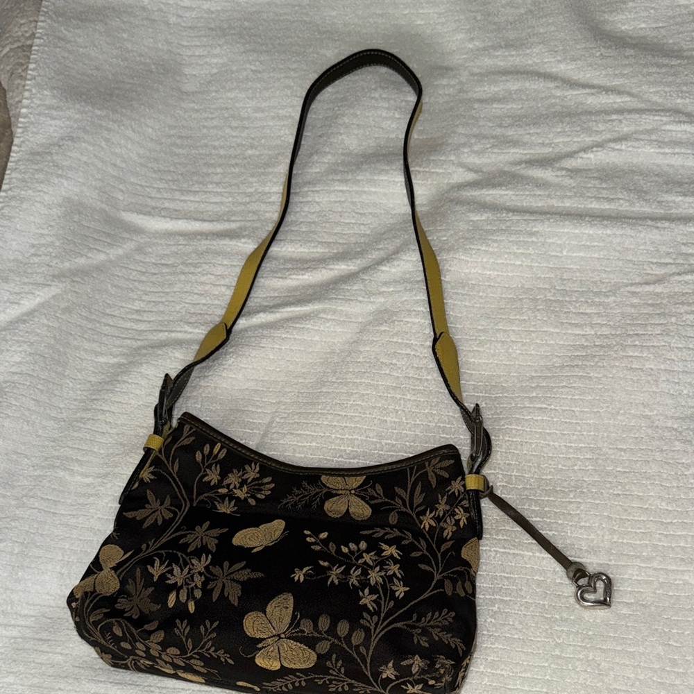 Brighton Black and Gold Floral Shoulder Bag